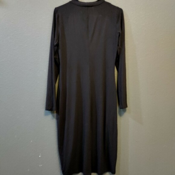 Eileen Fisher Stretch Brown Mock Neck Dress Long Sleeve Size Medium. - Picture 2 of 8